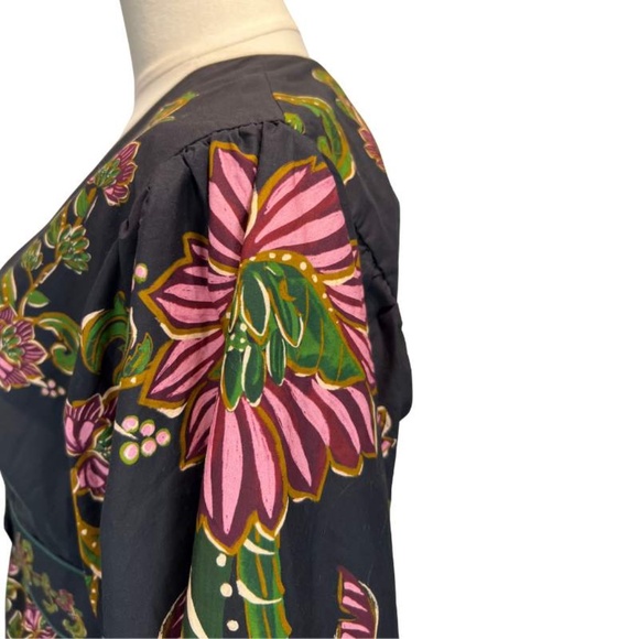 NWT Small FARM Rio Black Ravenala Puff Sleeve Mini Dress - Picture 9 of 15